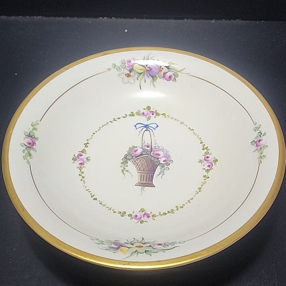 Handpainted Pickard China Noritake Nippon Pedestal Bowl Florad Gold